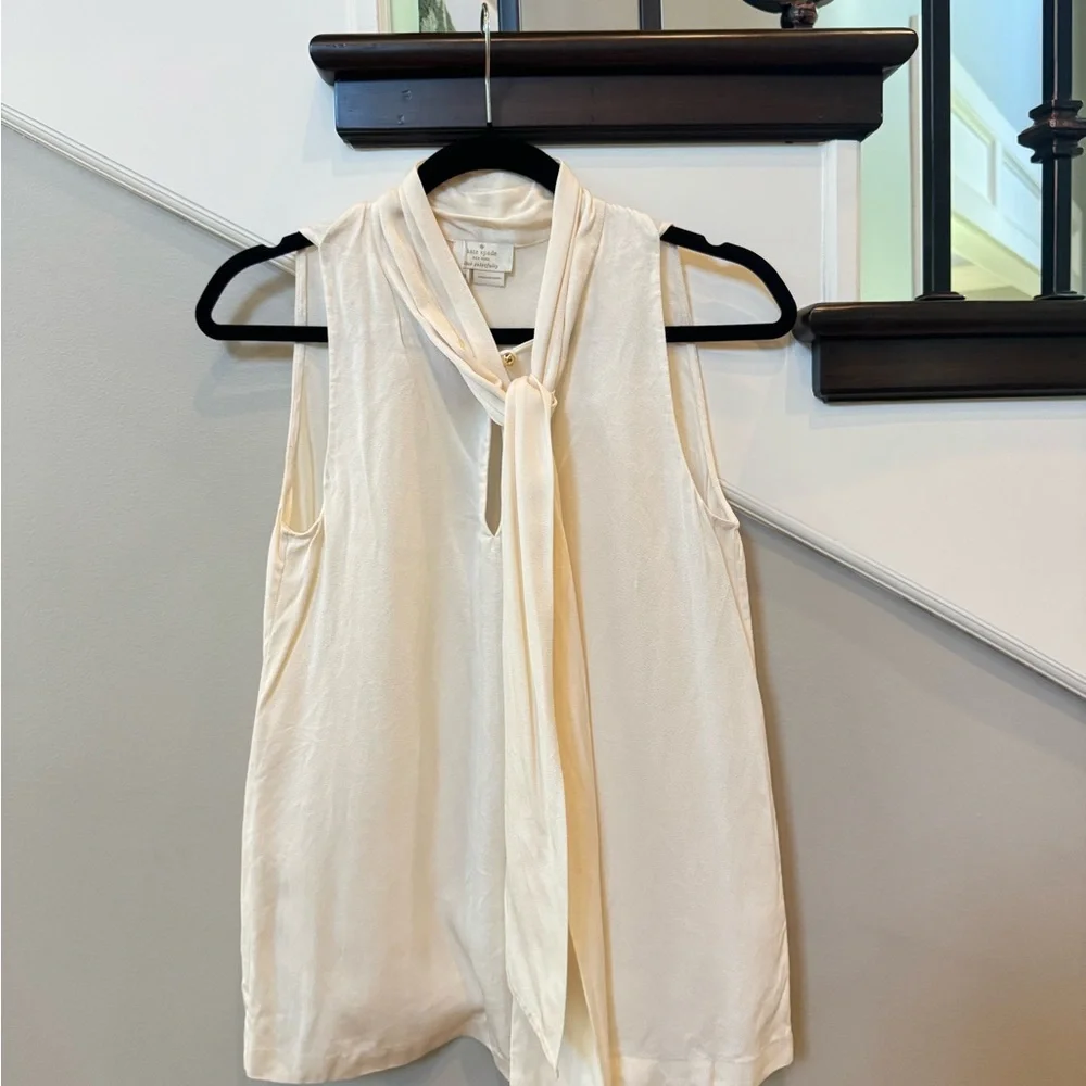 Kate Spade Ivory Sleeveless Top with Tie - Picture 2 of 4